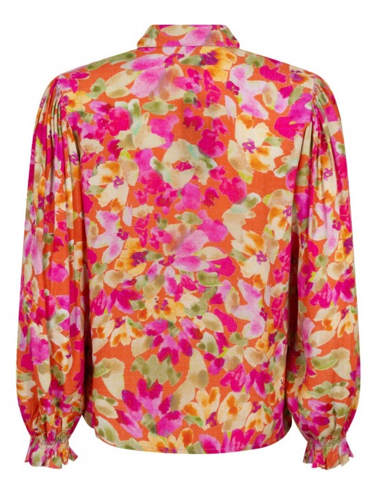 Blouse alyssa fuchsia green flower back