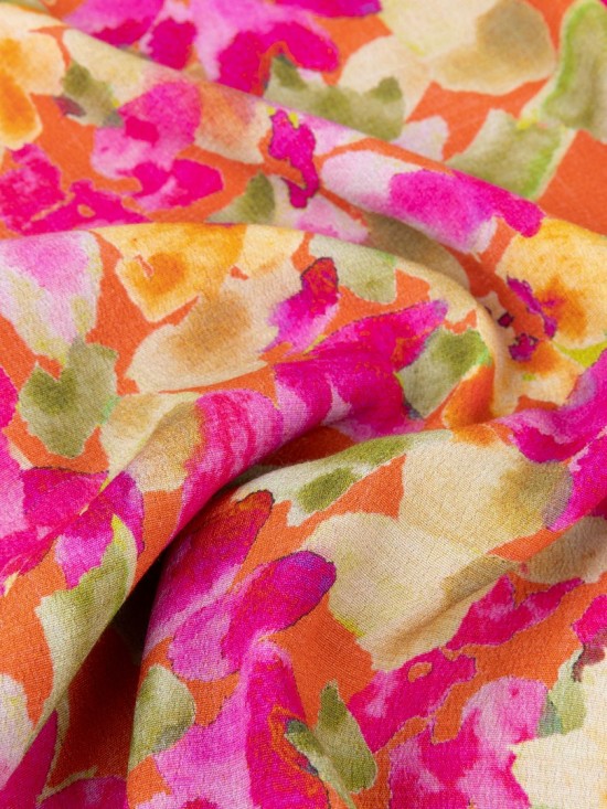 Blouse alyssa fuchsia green flower detail