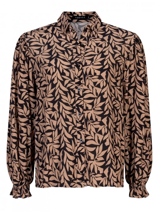 Blouse alyssa taupe leaves front