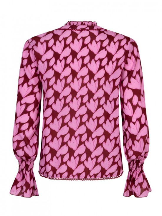 Blouse francesca pink flower backweb white