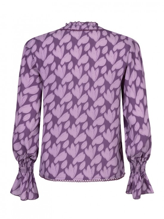 Blouse francesca purple flower backweb white