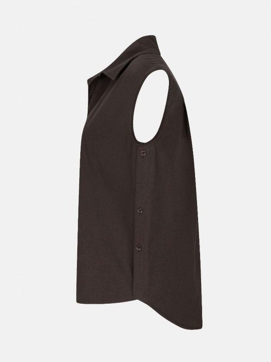 Blouse sabrina dark brown sidewhite lr