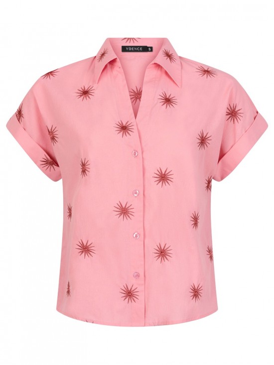 Blouse sunny coral pink stone red front web