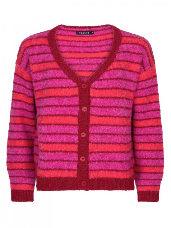 Cardigan ginny fuchsia red frontweb white