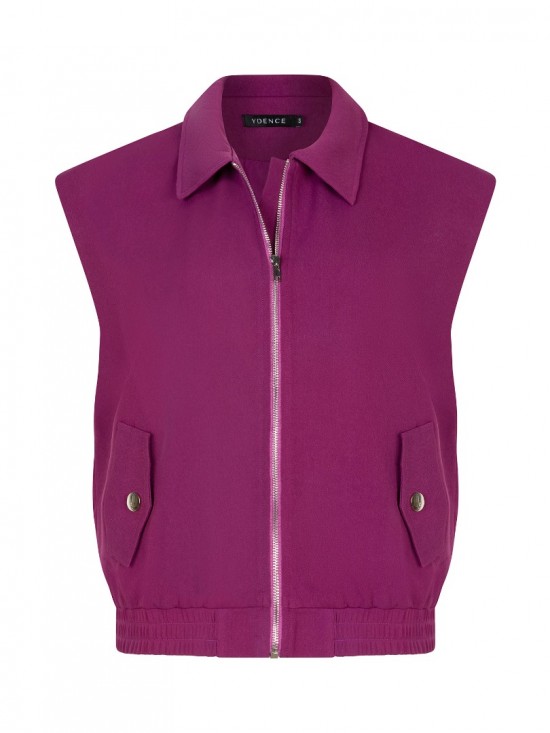 Gilet danielle fuchsia purple frontweb white