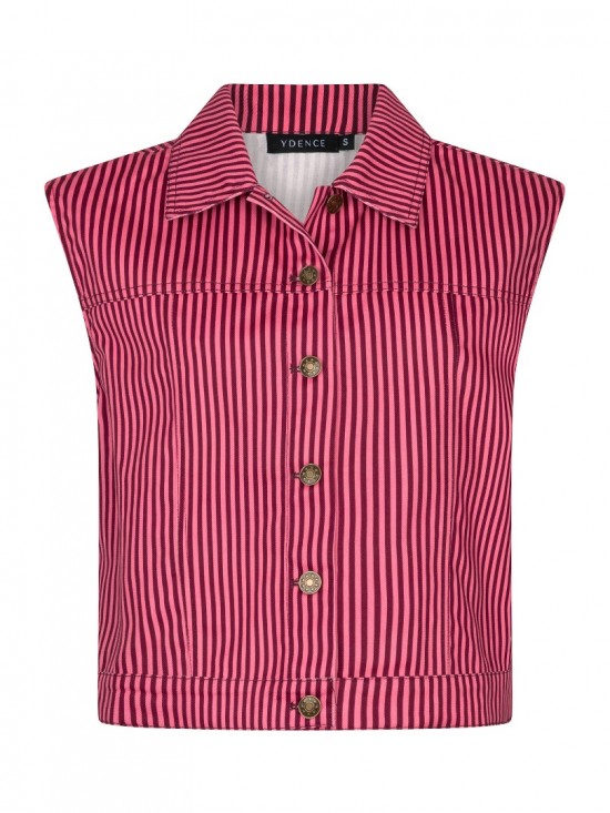 Gilet marit coral pink burgundy frontwhite background