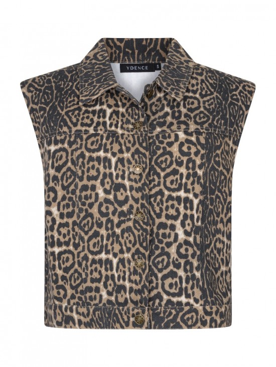 Gilet tara leopard frontwhite background