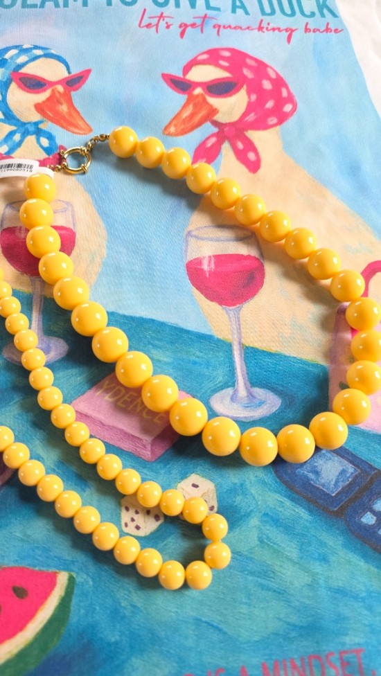 Ketting grote kraal geel 15mm