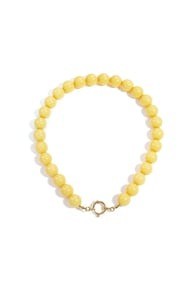 Ketting met grote kralen en frontsluiting 15mm geel