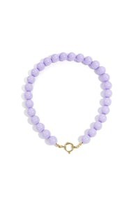 Ketting met grote kralen en frontsluiting 15mm lila