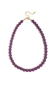 Ketting met medium kralen 10mm donkerpaars 1