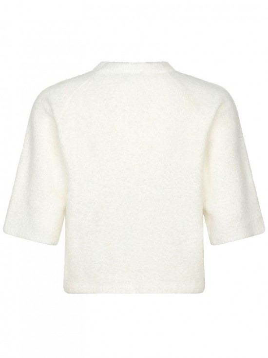 Knitted sweater bunny off white backwhite background