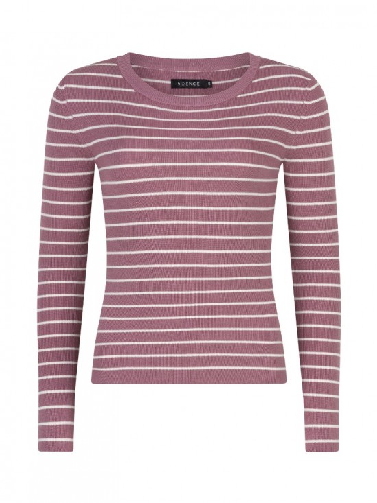 Knitted top devina mauve ecru frontweb white