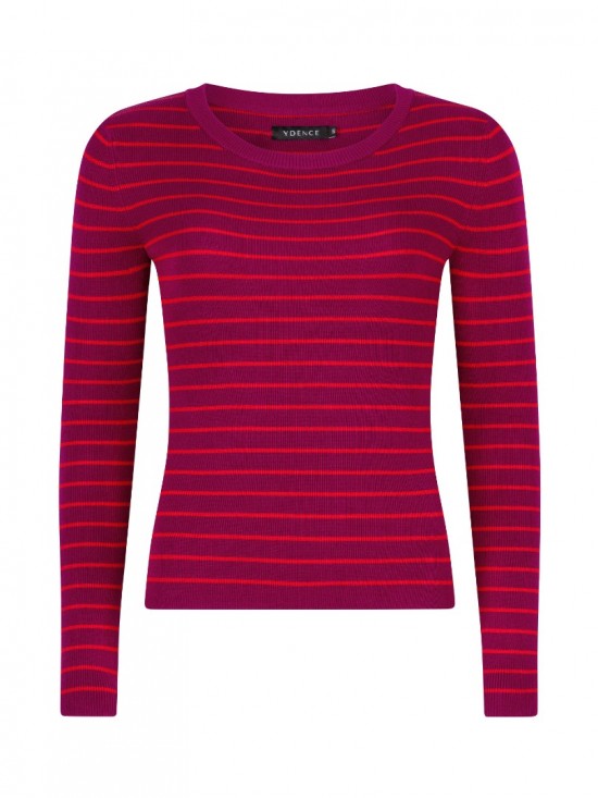 Knitted top devina purple red frontweb white