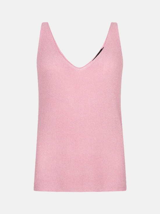 Knitted top lux pink frontwhite lr