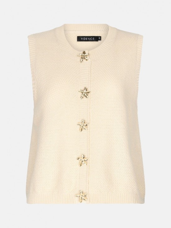 Knitted top mona ecru frontwhite lr