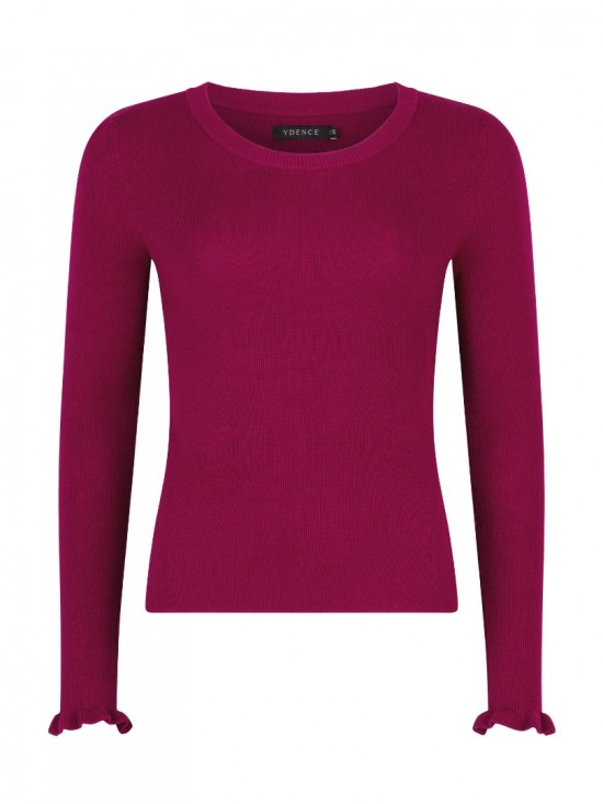 Knitted top shirley fuchsia purple frontweb white
