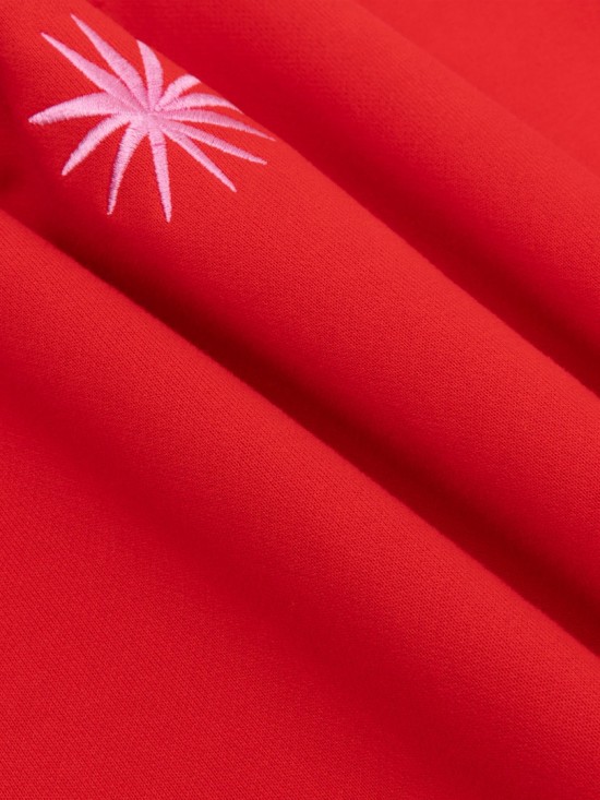 Sweater floral red pink detail