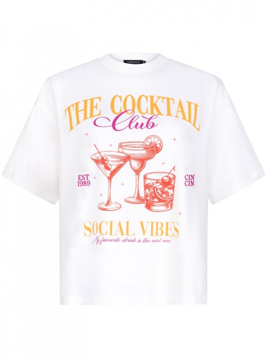 T shirt cocktail club orange berry pink front