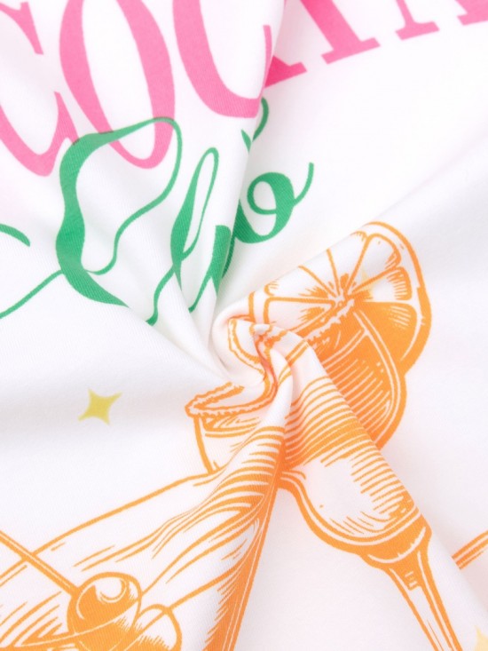 T shirt cocktail club pink green detail