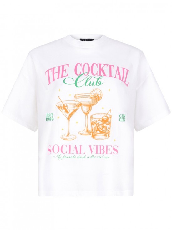 T shirt cocktail club pink green front