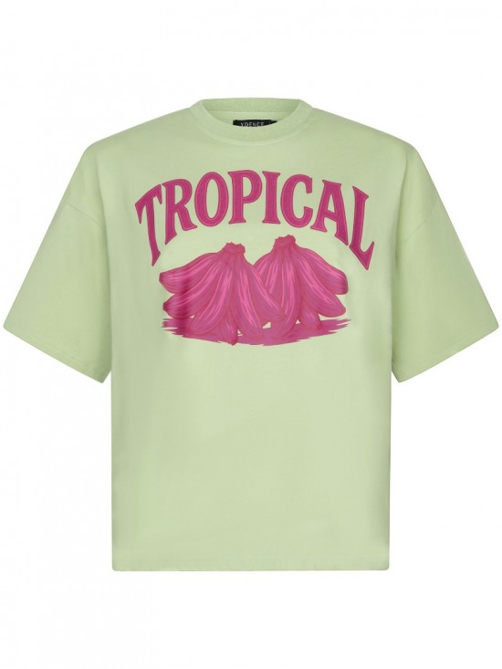 T shirt tropical soft green frontwhite background