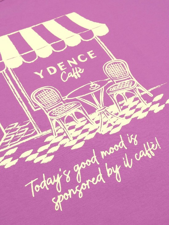 T shirt ydence cafe pink purple detailwhite lr
