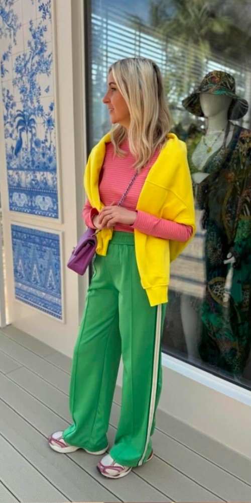 Top stripe pink green